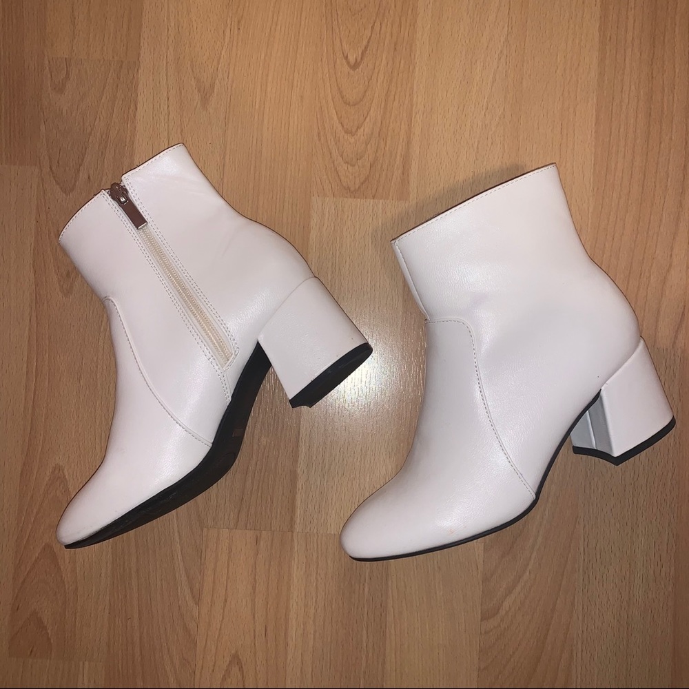 White ankle booties